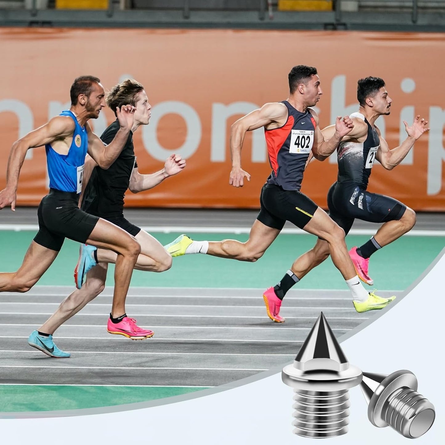 AUGSUN 120pcs Stainless Steel Track and Cross Country Spikes with Spike Wrench, Replacement Spikes for Sprint Sports Short Running Shoes