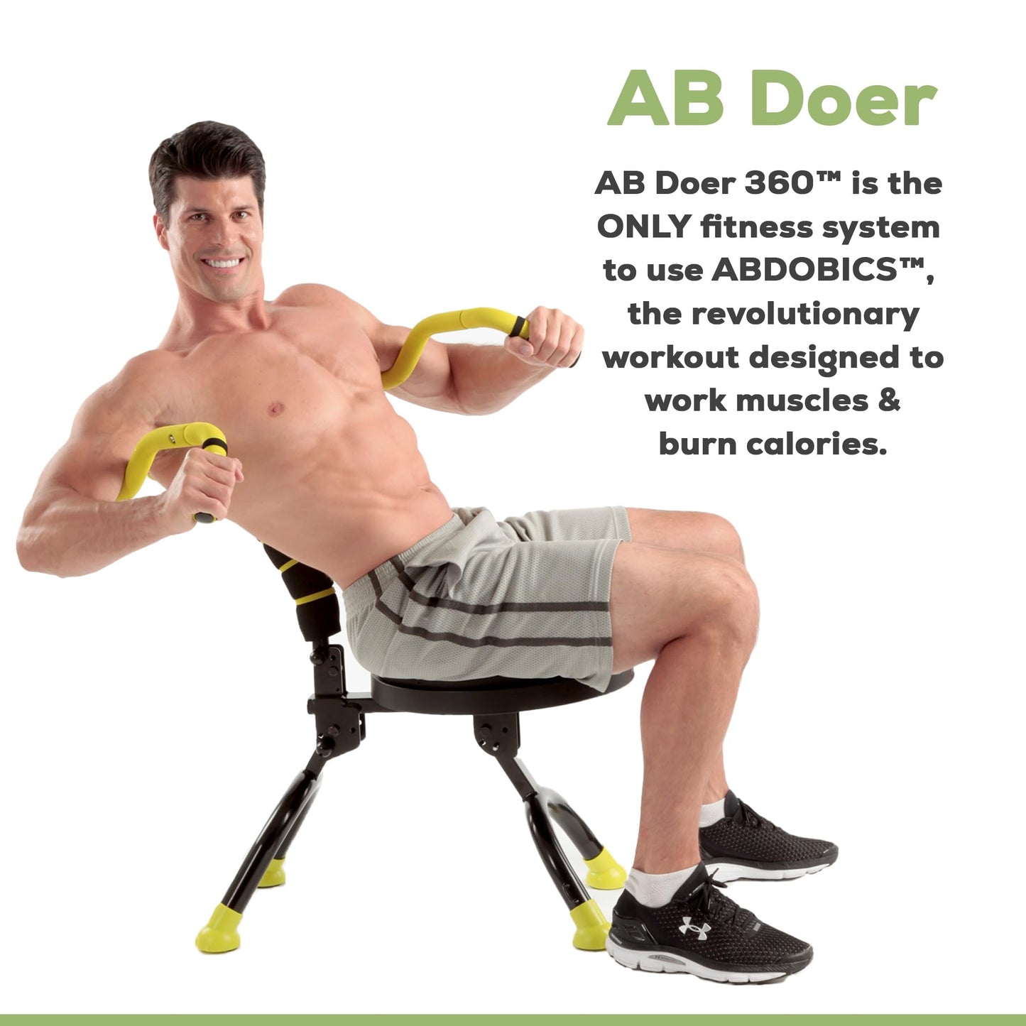 AB DOER 360 Fitness Machine System with 6pk Massage Roller Provides An Abdonimal And Muscle Activating Workout with Aerobics to Burn Calories