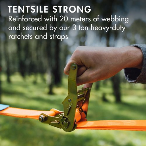 Tentsile Trillium Giant Hammock, The Original Tree Tent Company, 6 Adult Capacity, Anti-Roll, Central Hatch, Ratches and Straps Included, Designed in The UK (6 Person, Black Mesh)