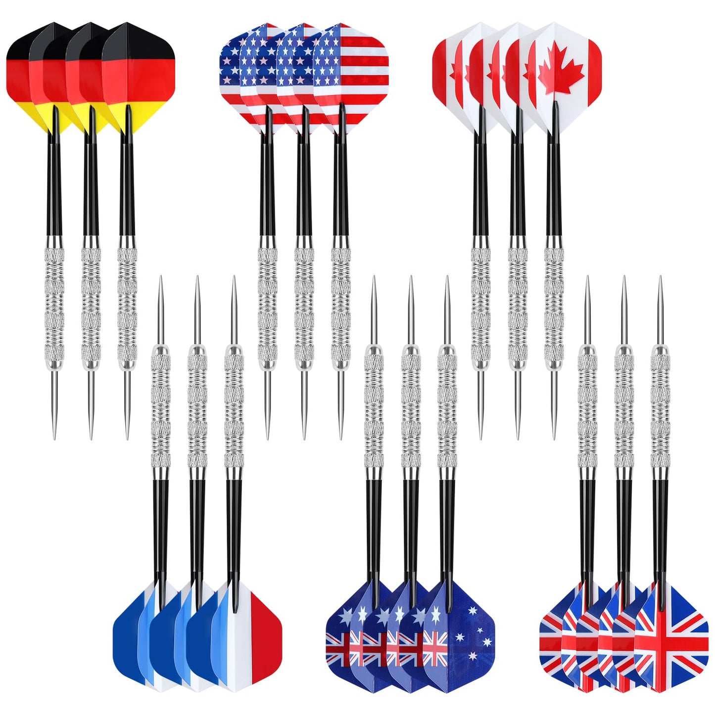 Accmor Metal Tip Darts, Steel Tip Darts, 14 Grams Professional Metal Darts, Darts Metal Tip Set, Metal Darts for Dartboard, 18 pcs ﻿
