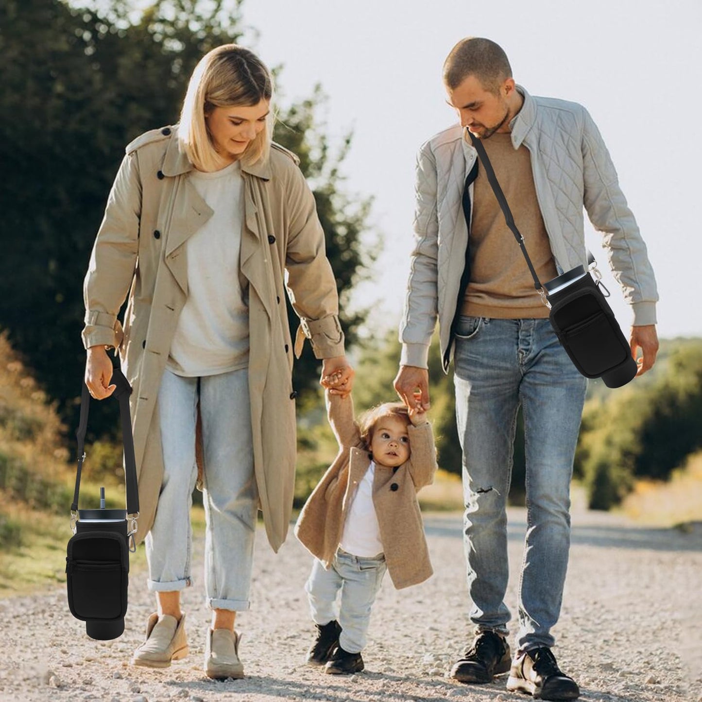 for Owala Stainless Steel Insulated Tumbler 40 oz, for Stanley 40 oz Tumbler, for Simple Modern 40 oz Tumbler,Water Bottle Cup Holder Cover Carrier Sling Bag with Strap, Pouch Pocket for Phone