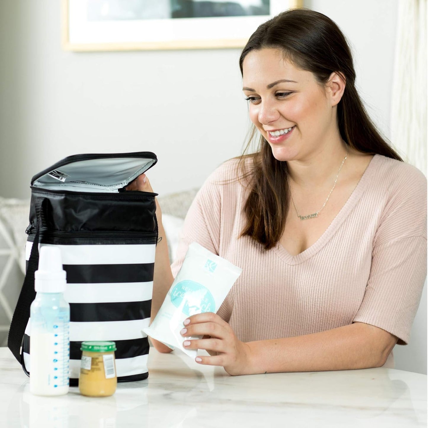 J.L. Childress Reusable Ice Packs - Breast Milk Ice Packs for Cooler & Lunch Boxes, Freezer Blocks for Baby Bottle Storage Bags, Food Safe, Keeps Drinks Cold, Refreezable - 2-Pack