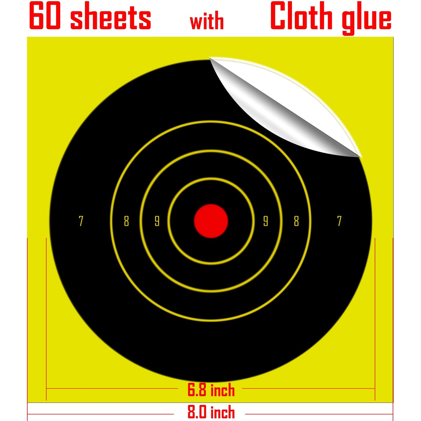 Aonxi 60 Pack Self Adhesive Shooting Targets, Reactive Sticker Target with Visual Feedback, Cover-up Patches Shooting Target for Gun, Pistol, Rifle, Bb Gun, Airsoft, Pellet Gun, Air Rifle