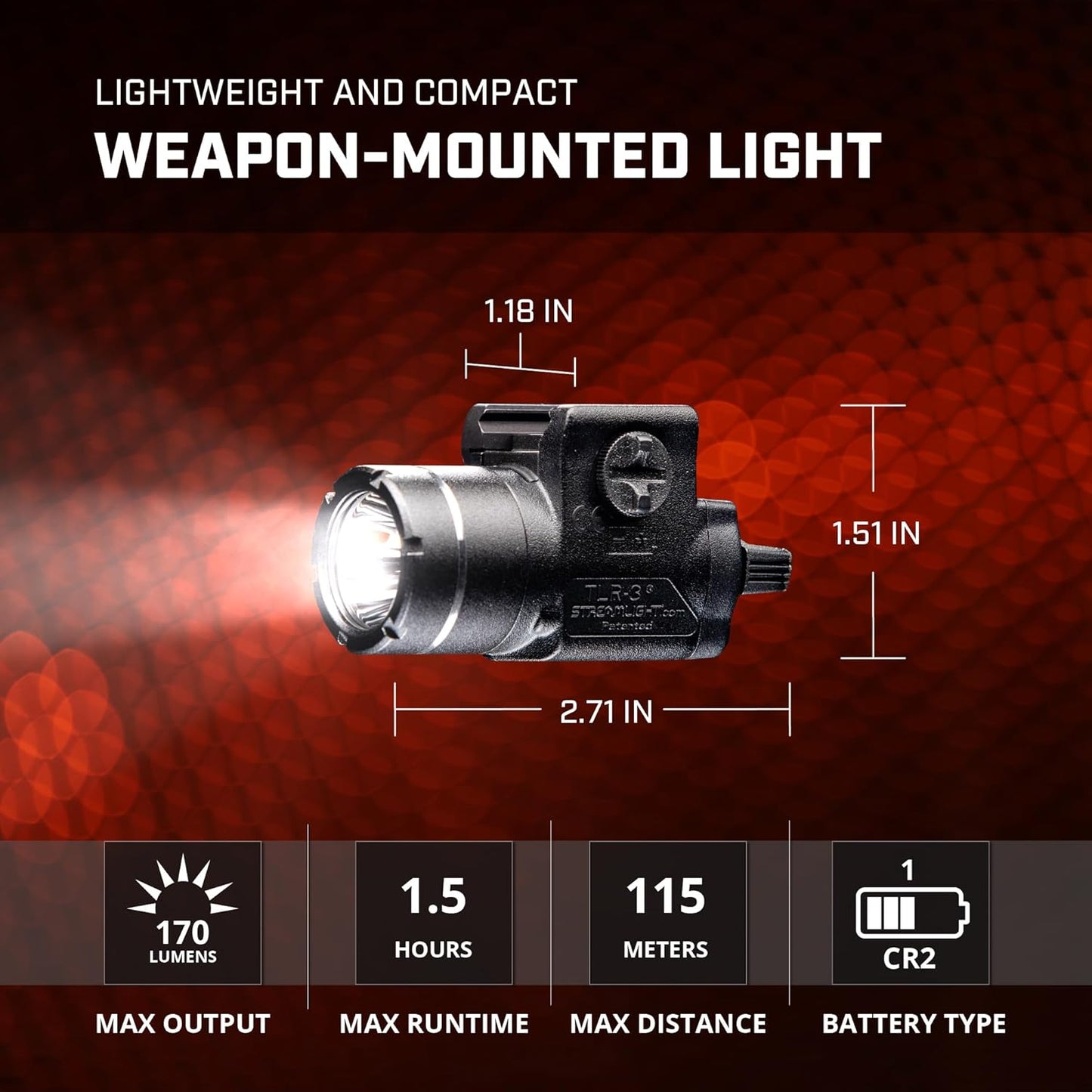 Streamlight 69222 TLR-3 170-Lumen Lightweight, Compact Weapon Mounted Tactical Light with H&K USP Full Size Clamp, Black