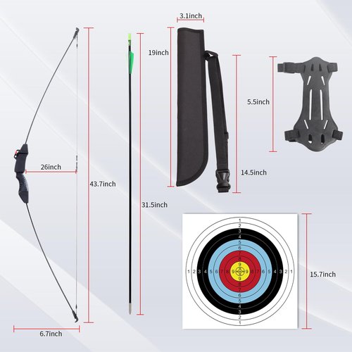 SOPOGER Youth Bow and Arrow Set - Recurve Bow Set for Kids 8-15 Archery Starter Bow Set for Teens Outdoor Games Left & Right Hand Shooting Practicing (Black)