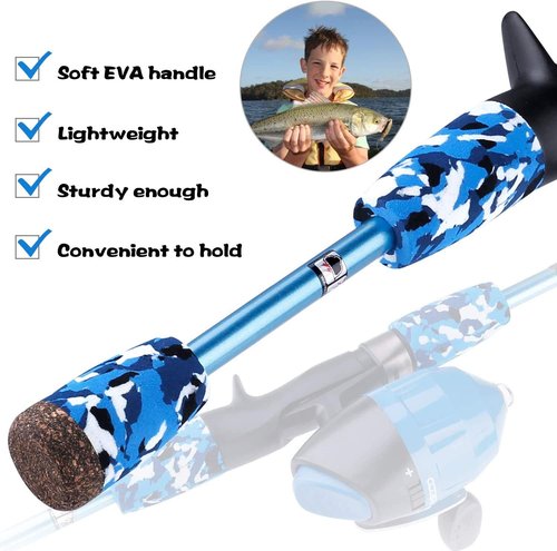 ODDSPRO Kids Fishing Pole - Kids Fishing Starter Kit - with Tackle Box, Reel, Practice Plug, Beginner's Guide and Travel Bag for Boys, Girls (2 Pack (Blue+Red), 1.5M 4.92Ft)