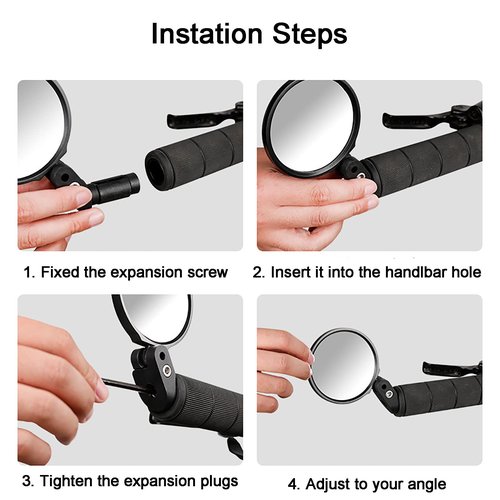 Bike Mirror, Bicycle Mirrors for Handlebars with 360-Degree Rotation and Unbreakable Convex Rearview Lens for Safe Cycling (2 Sets)
