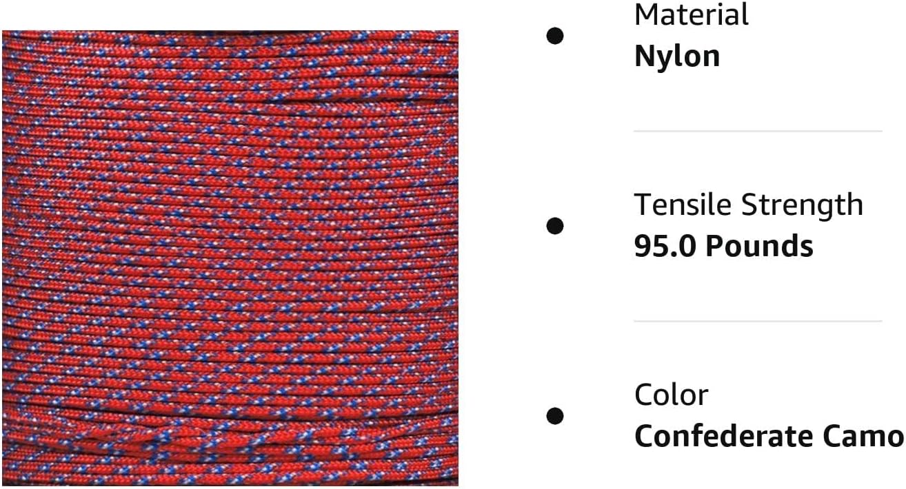 Paracord Planet 95lb Paracord – Tactical Parachute Cord for Camping and Crafting in 100 ft Hanks
