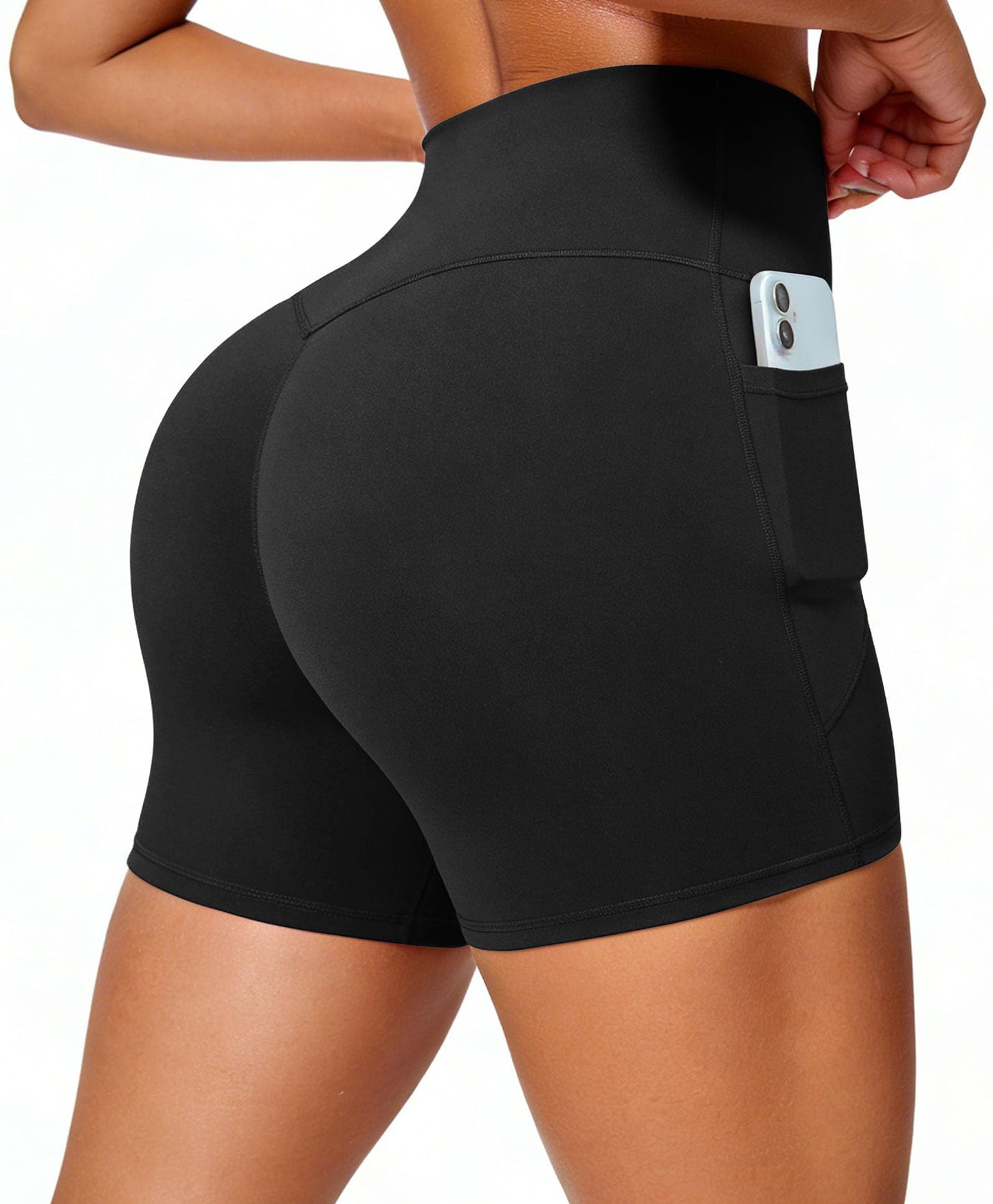 BRXL Womens Biker Shorts with Pockets No Front Seam High Waist Compression