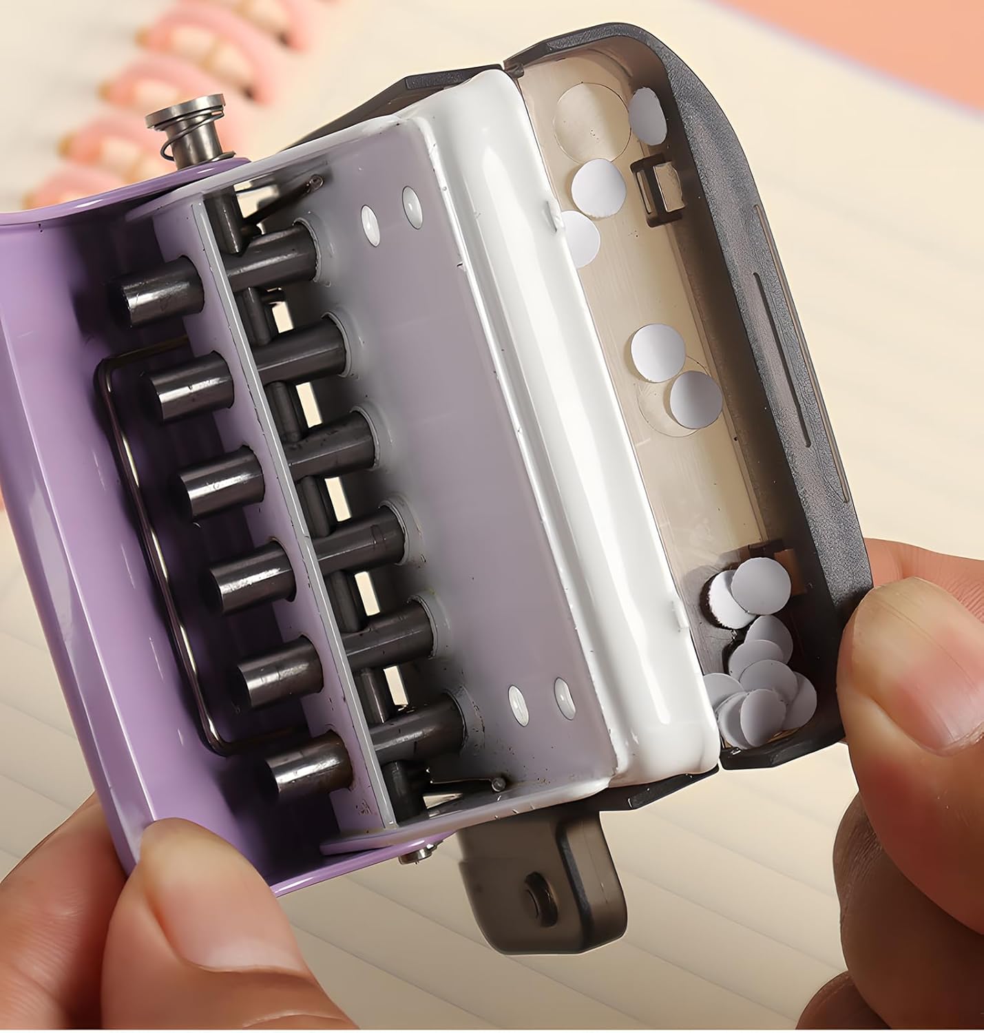 Spiral Binding Machine-Mini 6 Hole Puncher, DIY Creative Book Binder Machine for Planner, Portable A4/A5/B5 Book Loose Leaf Paper Puncher for Coil Bound- Blue