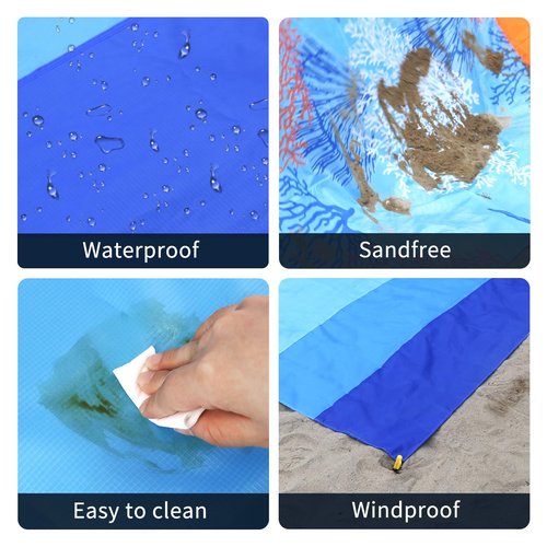 NewDoar Beach Blanket Sandproof Extra Large for 1-3 Adults / 1-8 Adults Sand Free Beach Mat Picnic Blanket Waterproof Oversized Lightweight Picnic Mat for Camping Hiking Beach Travel-1-8person