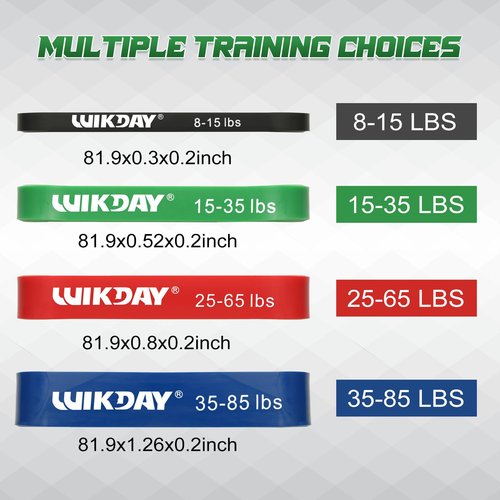 WIKDAY Heavy Exercise Bands Set with Door Anchor Mini Resistance Bands Total 10PCS, Pull Up Assistance Bands, Workout Bands,Elastic Bands for Body Stretching Crossfit Training at Home/Gym Men & Women
