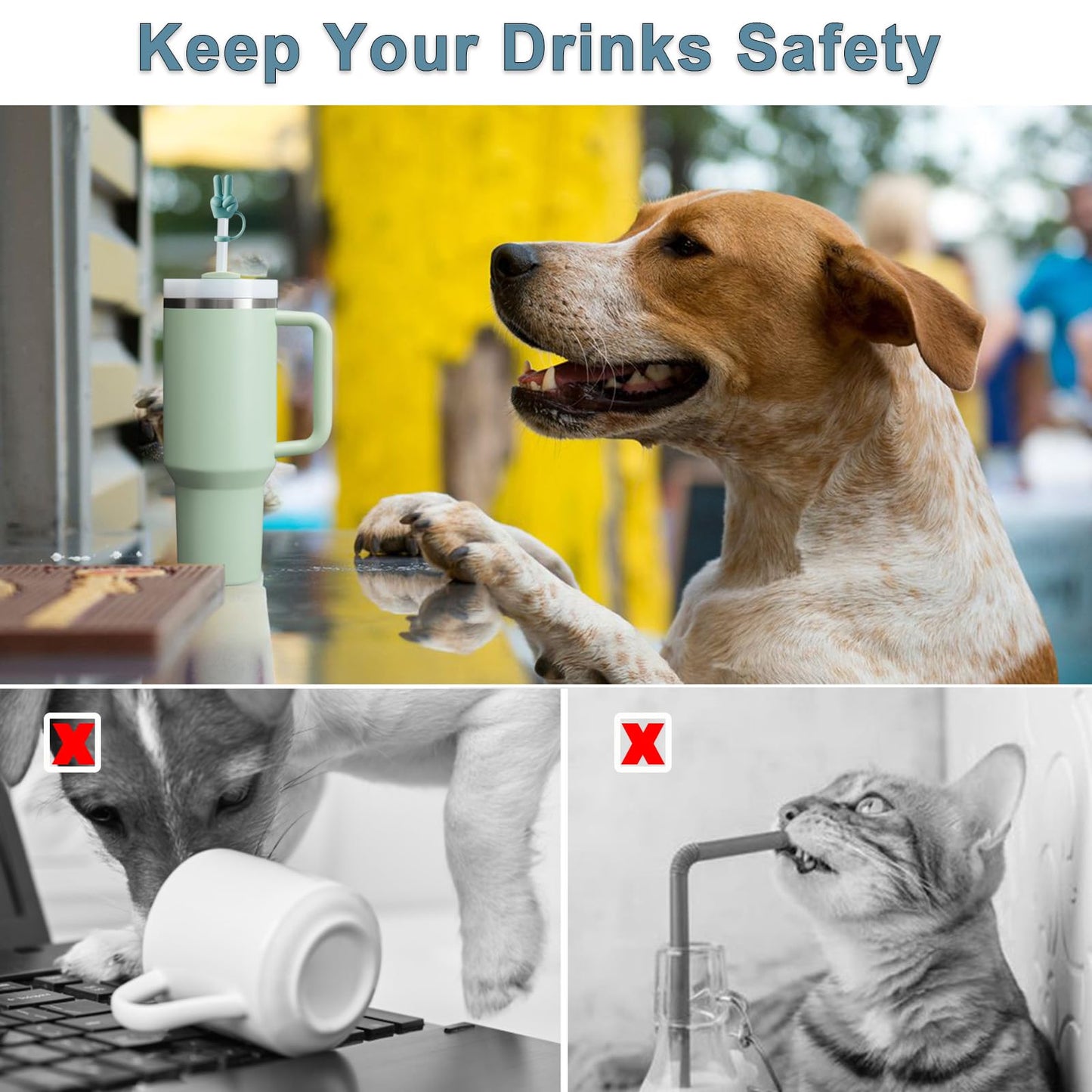 Green Straw Cover Cap for Stanley Yeti Owala Hydro Flask Meoky Beast Hydrapeak, Silicone Straw Toppers for Tumbler Straws in Diameter 6mm-10mm, Fun Dust-Proof Reusable Cup Accessories Mom Dad Gifts