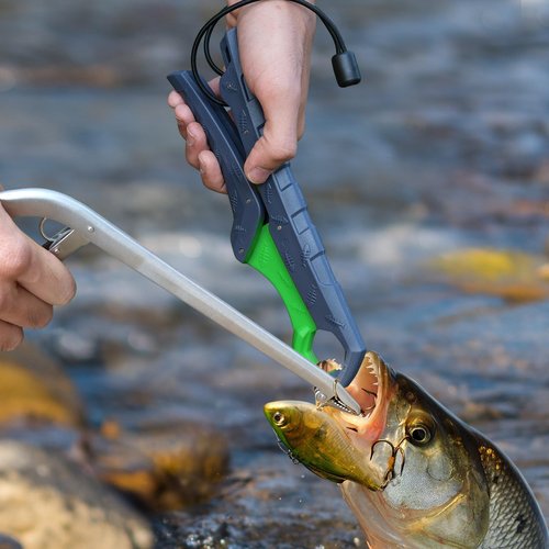 SNAIL TRAIL 11.5" Fishing Hook Remover Tool & 9" Floating Fish Gripper Kit, Stainless Steel Fish Dehooker, Fish Grabber, Saltwater Fish Lip Grip, Hook Extractor Pliers, Fishing Gear and Accessories