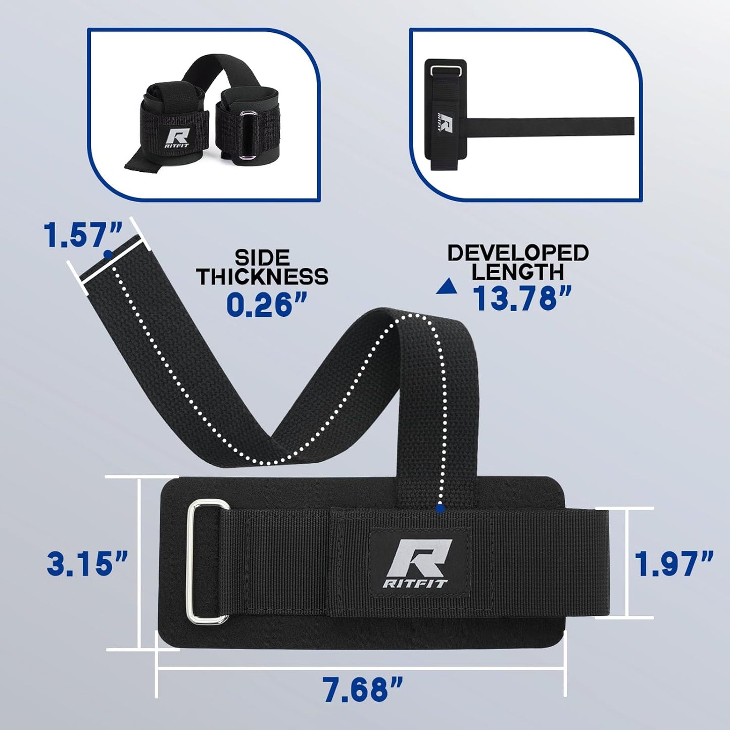 RitFit Weightlifting Wrist Straps - Durable Lifting Wraps for Powerlifting & Strength Training