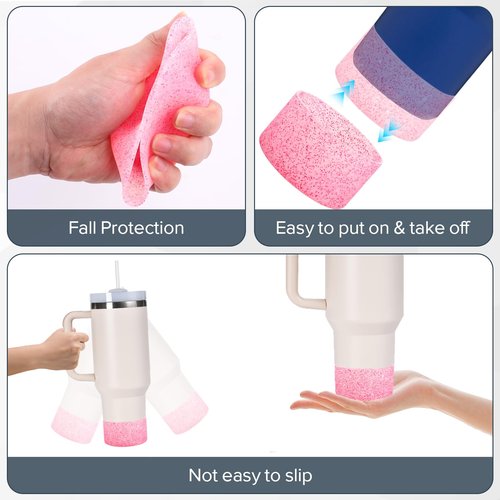 Cadolen Glitter Silicone Boot, 2 PCS for Stanley Boot, Compatible with 30 40oz Stanley Cup, Slip/Scratch/Noise Protector for Stanley Accessories and More Bottles/Tumblers Bottom of 2.8-2.95in