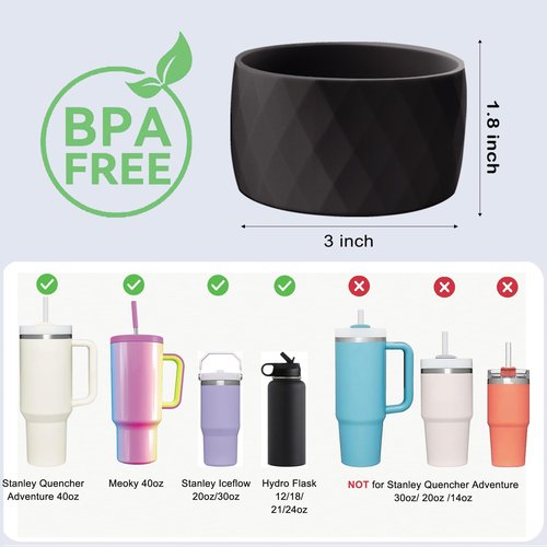 SHOW-YA Silicone Boot for Stanley Cup Accessories - Protective Silicone Boot for Stanley 40 ozTumbler,Anti-Slip Bottle Bottom Sleeve Cover, Stanley Boot