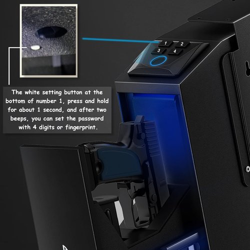 GOPLANT Biometric Gun Safe for Pistols 3-Ways Unlock Safe Fingerprint Digital PIN Key Unlock, Gun Lock Box for Cloakroom Living Room Bedroom Nightstand