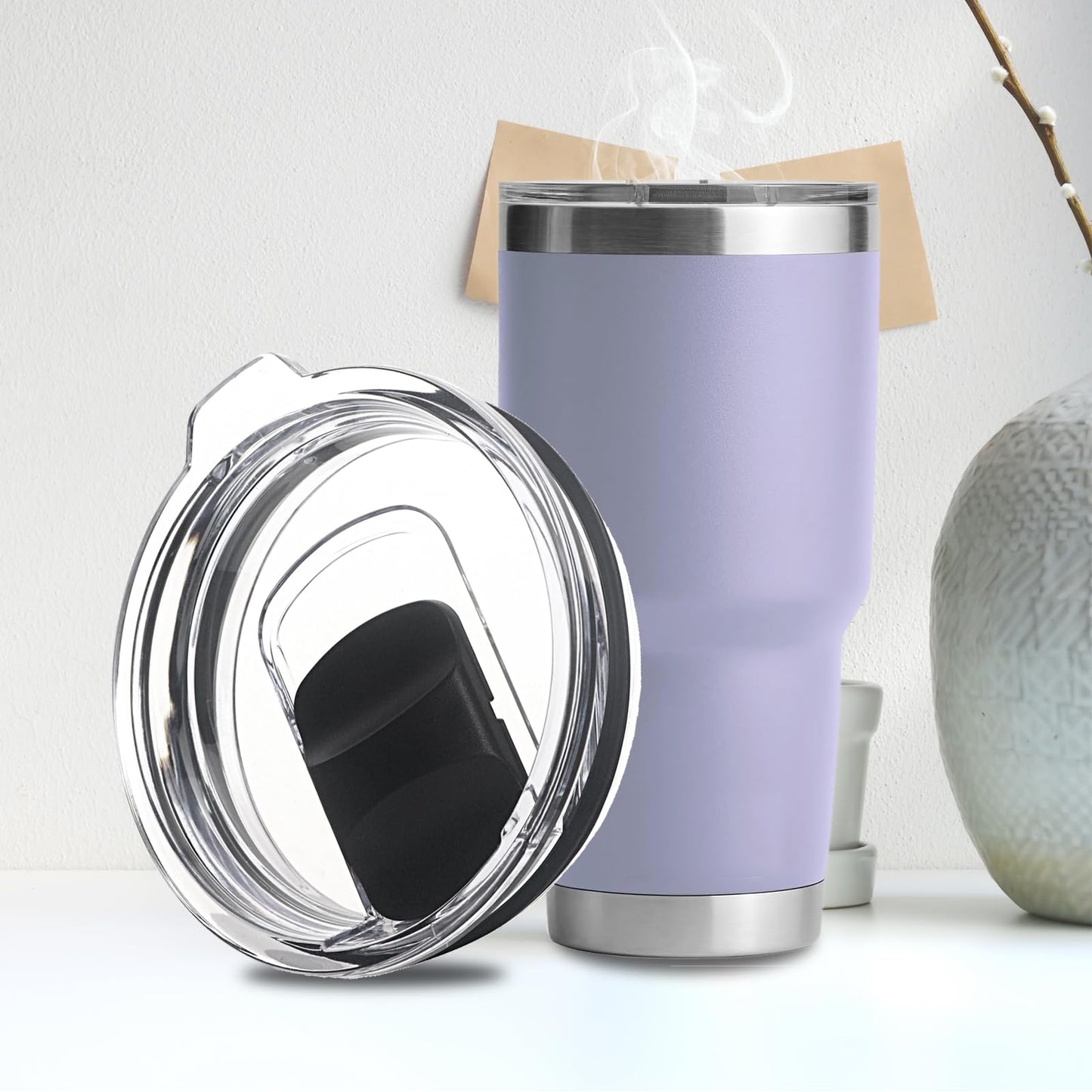 30 oz Tumbler Lid, 2 Pack Replacement Lids Fit for YETI umbler Lid, 14 oz Mug and 35 oz Straw Mug, Spill Proof Cup Lids Covers with Magnetic Slider Switch