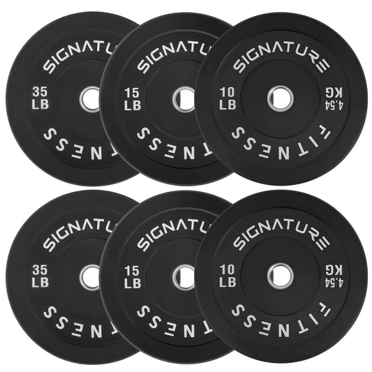 Fitvids 2" Olympic Bumper Plate Weight Plates with Steel Hub, 120-Pound Set, 2x 10LB, 2x 15LB, 2x 35LB