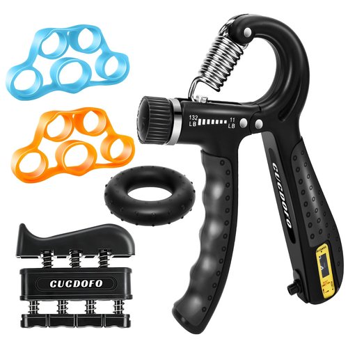 CUCDOFO 5 Pack Grip Strength Trainer Set Adjustable, Hand Gripper with Counter, Grip Trainer, Finger Strengthener & Hand Grip Strengthener for Injury Recovery,Muscle Building,Enhance Strength
