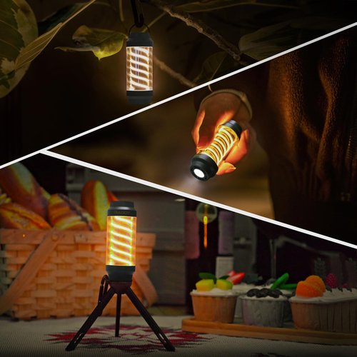 Raddy CL-1 Portable Rechargeable Flashlight with 7 Light Modes, IPX6 Waterproof, Carabiner and Stand, for Hiking, Fishing, Emergency, Power Outage