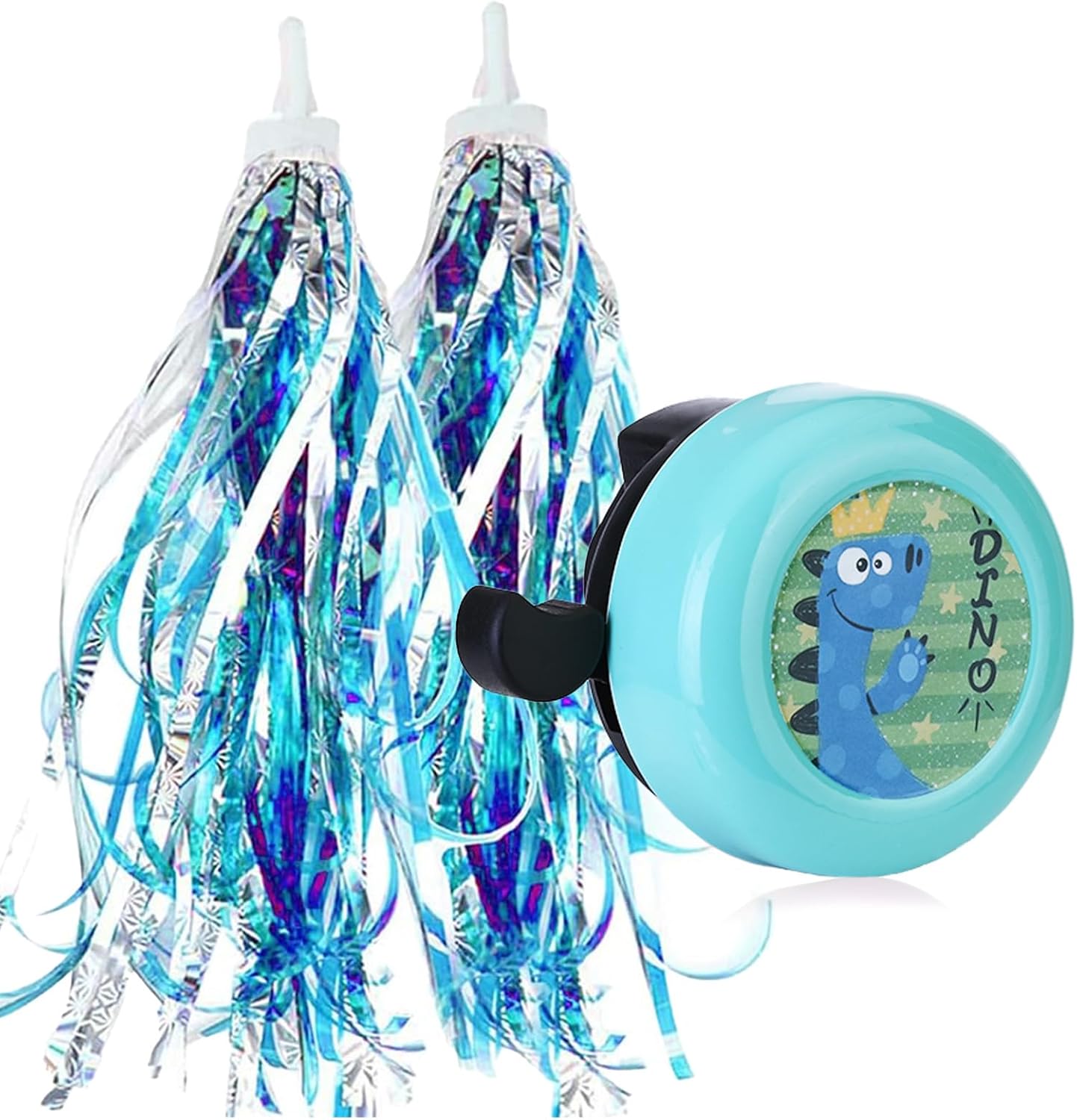 U-LIAN Kids Streamers and Bike Bell for Girls-1 Pack Flower Bicycle Bell with 2 Pack Handlebar Streamers Scooter Tassels for Children's Bike Accessories