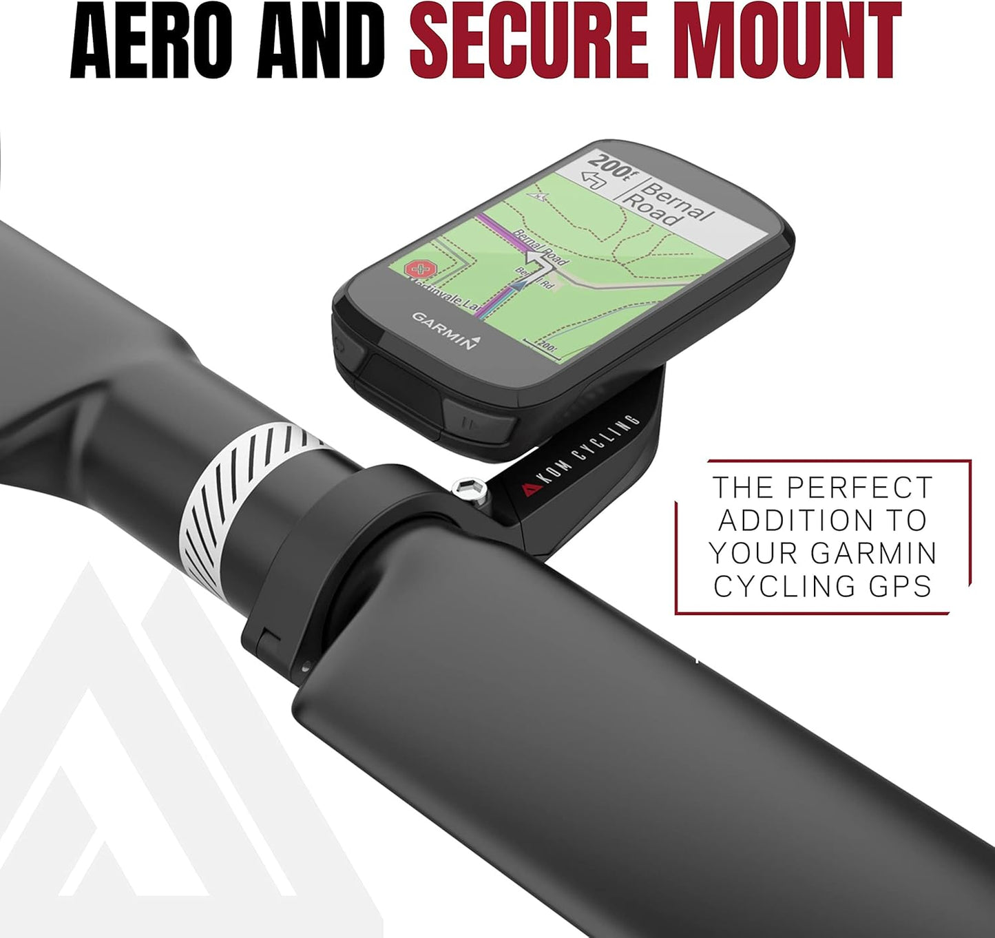 Garmin Bike Mount with from KOM Cycling - Edge Mount Designed for Garmin Edge 540, Edge 840 and Other Models (Aero - Black)