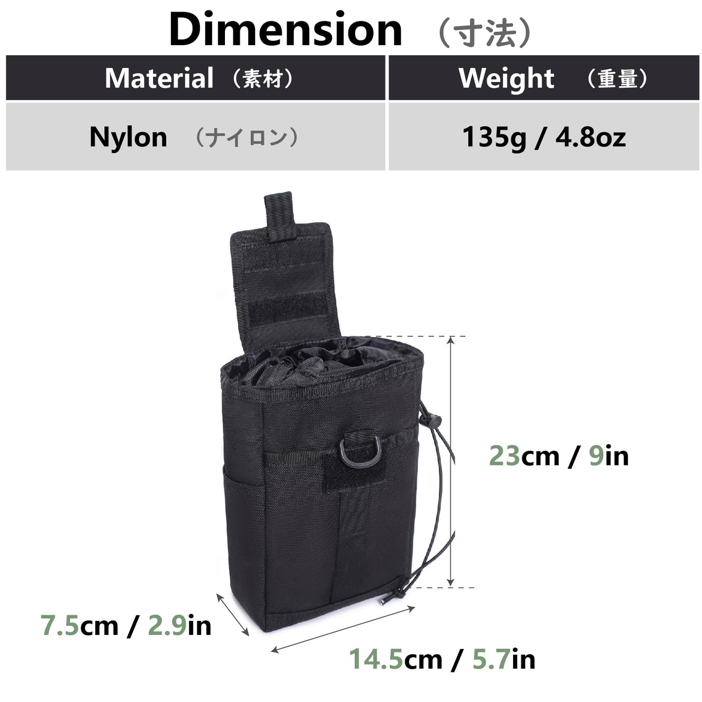 JEELAD Pouch Organizer Large Recycling Bag Molle Dump Pouch Tactical Tool Bag for Outdoor Hiking Camping (B - Green)