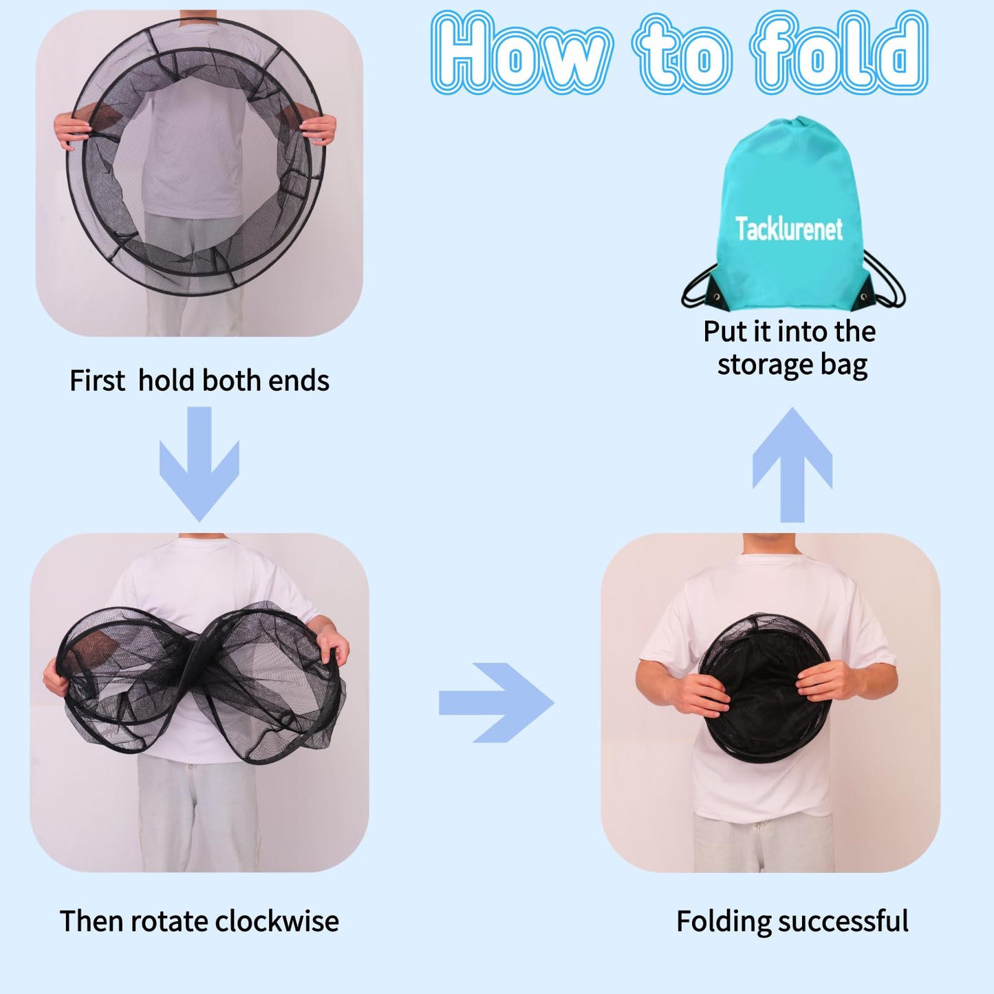 Foldable Drop Net for Pier Fishing, Pier Fishing for 32inch*28inch Pier Net with Waterproof and Quick-Drying, Drop Net for Pulling Up Fish with Rope for Minnows, Crawfish, Shrimp, Diameter