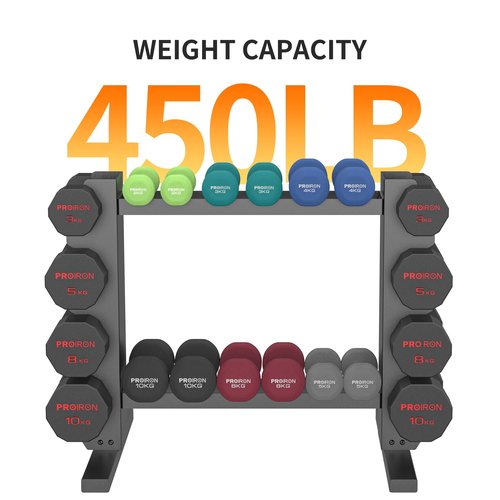 PROIRON Compact Dumbbell Rack with Stable Base, Heavy Duty Steel Weight Rack for 20 Dumbbells Storage, 6-Tier Weight Holder Home Gym Dumbbells Kettlebells Organizer, 450lb (Rack Stand Only)