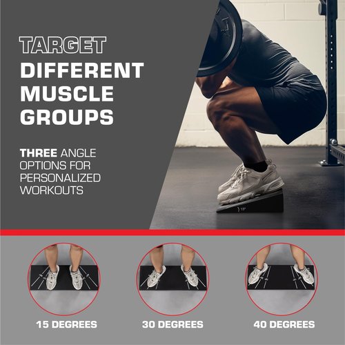Power Press Squat Wedge Block - Squat Weight Lifting Wedges for Home Gym or Personal Trainers - Adjustable Angle Ramp Blocks for Heel Elevated Squatting Workout - Calf Raise Platform Board