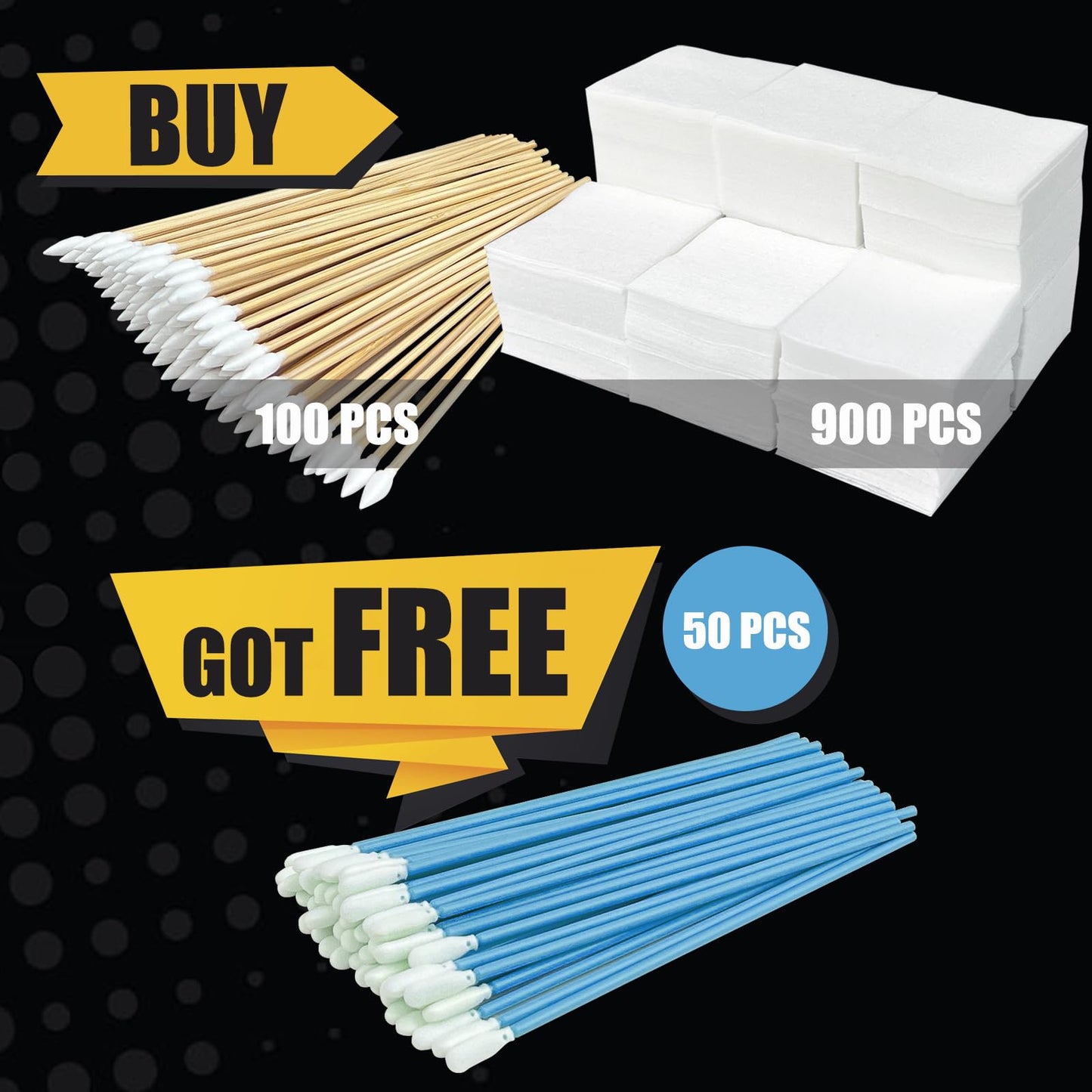 Garrelett Gun Cleaning Supplies - Include 900 Pcs 2x2 Patches, 100 Ct 6-Inch Gun Cleaning Swabs, Convenient Storage Case for Firearm Maintenance