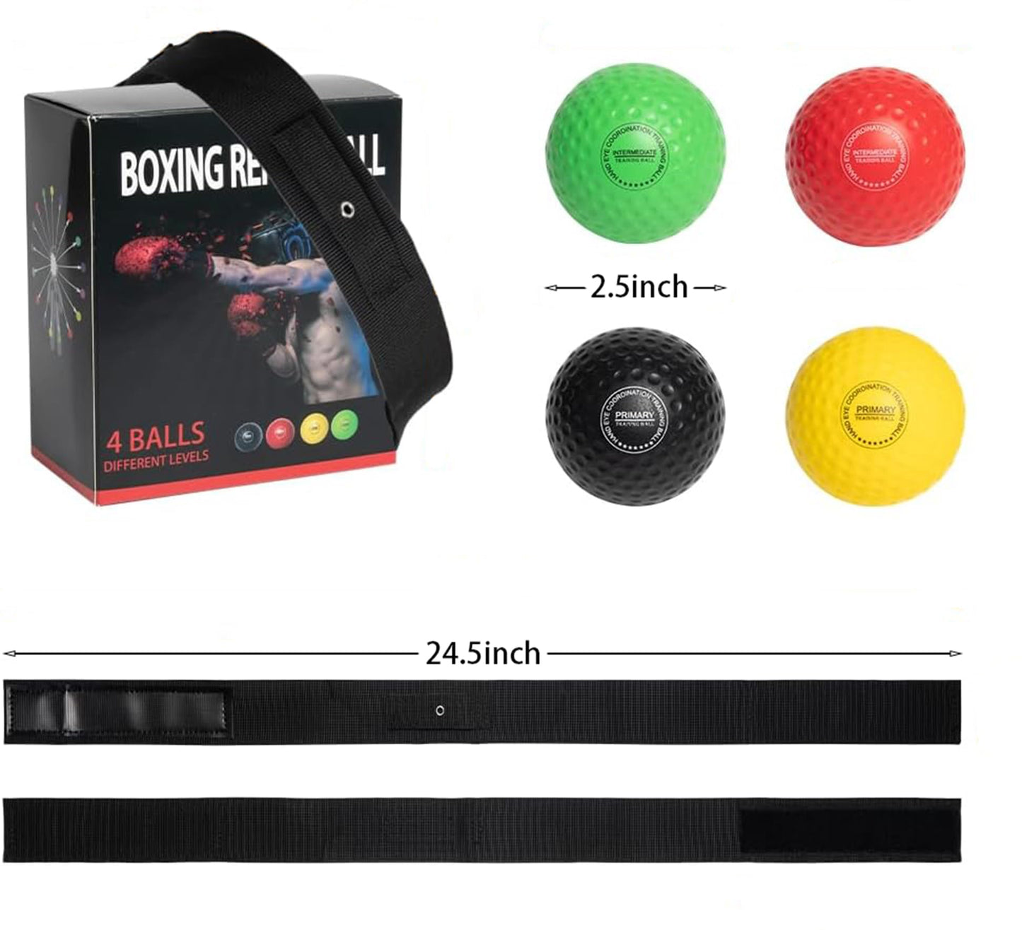4 Difficulty Levels Boxing Reflex Ball with 1 Adjustable Headbands,MMA Training Equipment,Punching Ball,Perfect for Fight Reaction,Hand Eye Coordination,Punching Speed,Agility, for Adults and Kids