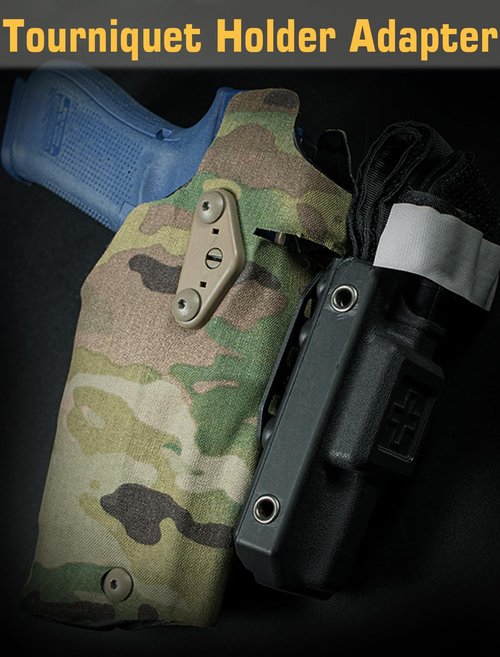 EralcNa Tactical Holster Adapter Tourniquet Holder Mount QLS Police Gear Accessories Belt Attachment,BK