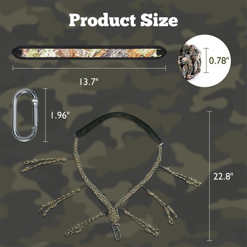 Duck Call Lanyard, Duck Whistle Hunting with 12 Removable Loops, Duck Calls for Hunting Camo Woven Duck Hunting Accessories with Drops Secures 6 Call, Outdoor Predator Gear Gift for Hunter