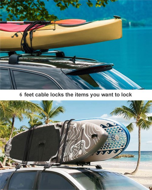 NDakte Bike Lock, Extra Long Straight Cable Lock(6ft to 27ft) with Resettable Combination, Unique Male Narrow Designed to Especially Suitable for Kayak, Scooter and Paddle Boards Canoe Jet Ski