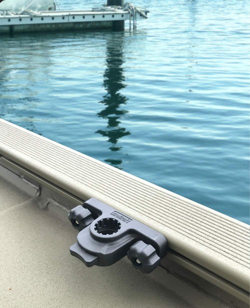 Brocraft Baitcaster/Spinning Rod Holder with 90 Degree Gunnel Track Mount/ Versatrack Boat Rod Holder/ Lund Sport Track Rod Holder / Ranger Track Rod Holder, Normal, Black