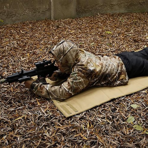 Outdoor Camping Tactical Training Shooting Mat Anti Slip Pad, Waterproof and Moisture-Proof Folding Mat Picnic Blanket Portable with Carry Strap (Khaki)