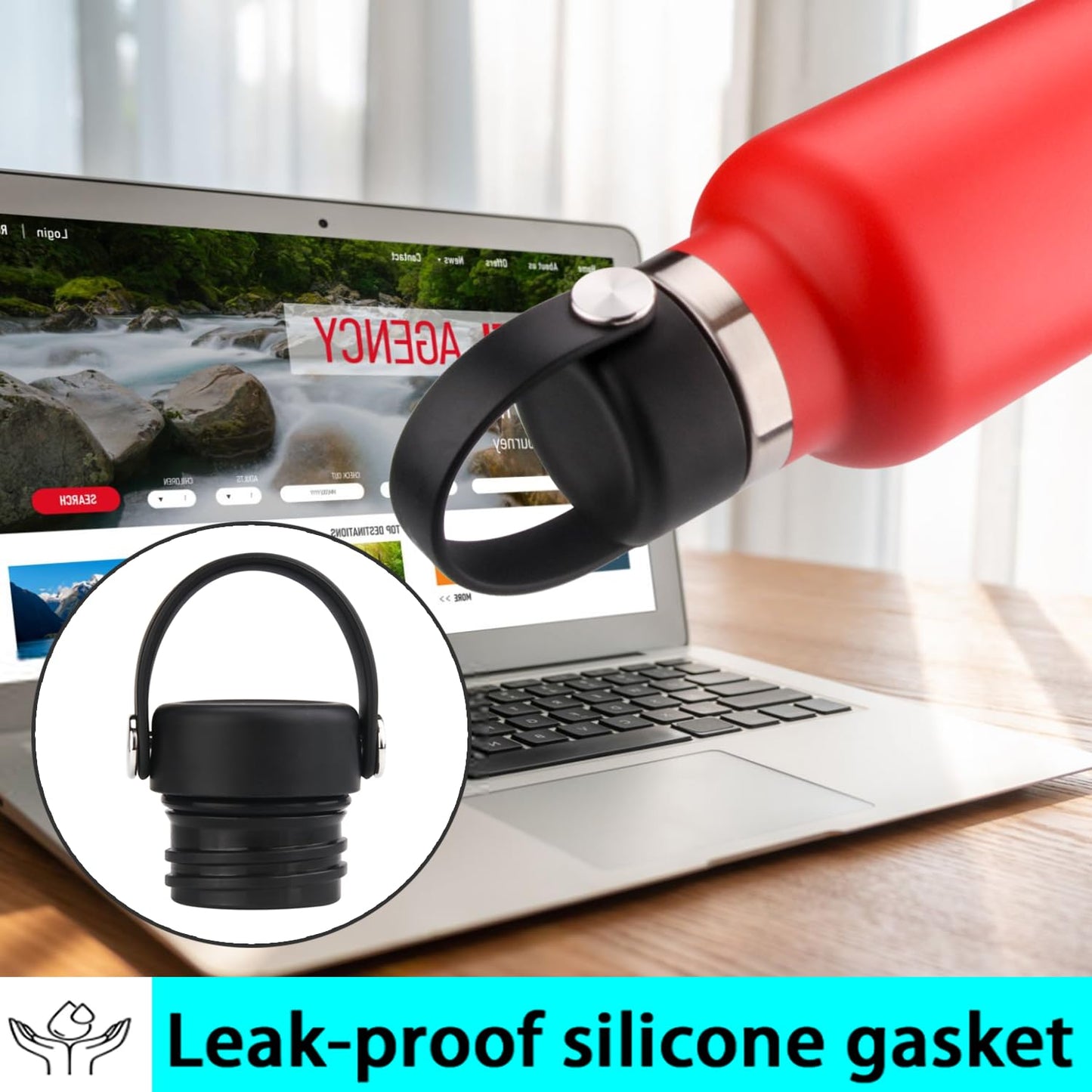 6-Pack Rubber Gasket Compatible with Hydro Flask Bottle - Standard Mouth Replacement Rings for 18 oz, 21 oz, 24 oz Bottles