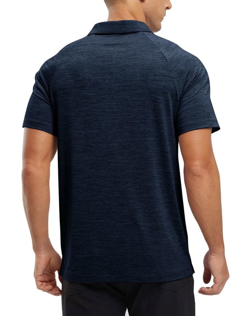 TBMPOY Men's Polo Shirts Short Sleeves with Pocket Lightweight Quick Dry Outdoor Casual Work Golf Sports Shirt Navy XXL