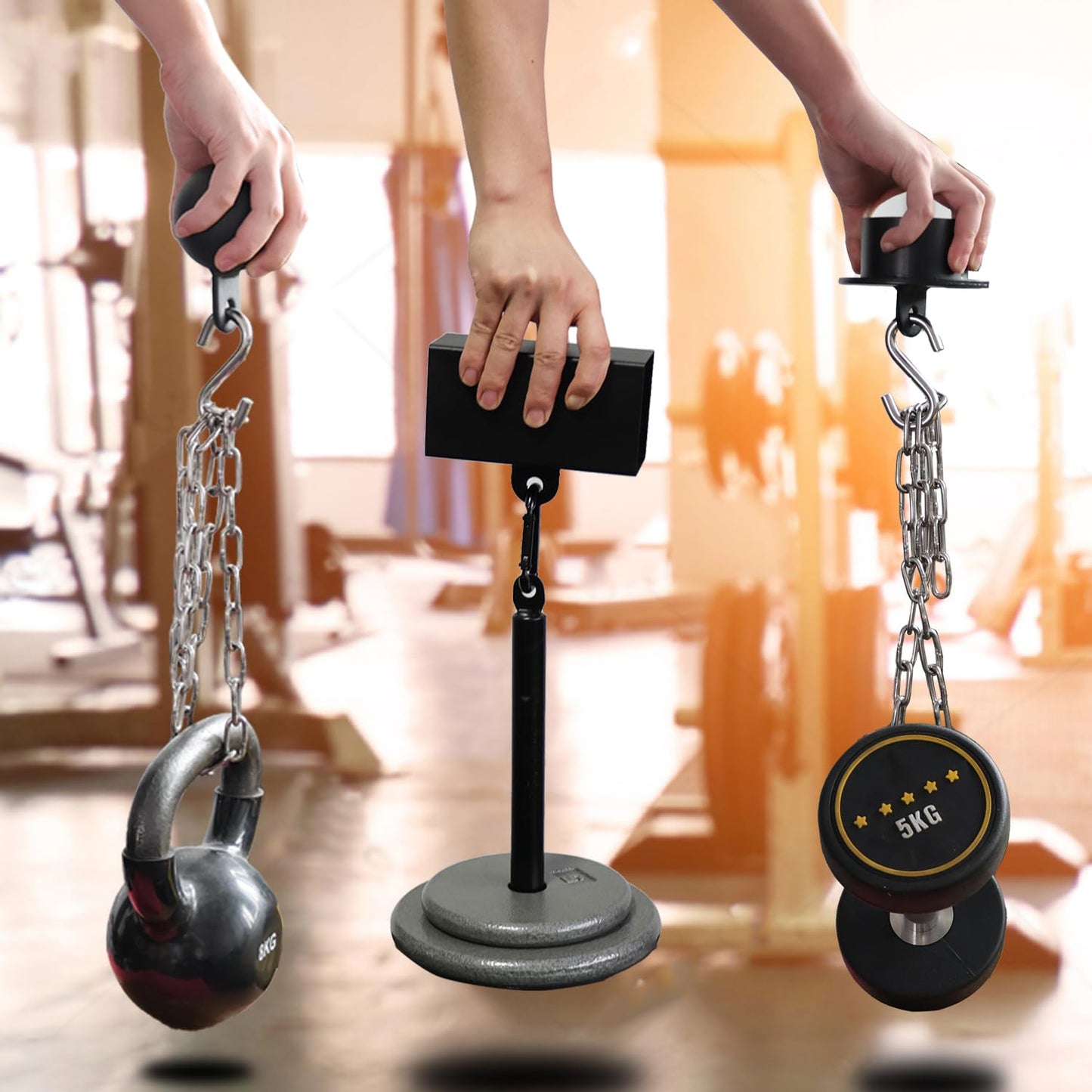 J Bryant Iron Pinch Grip Set with Loading Pin and Chain, Pinch Block Grip for Rock Climbing Forearm Finger Strength Training, Home Gym Hand Pinching Power Strengthener Equipment