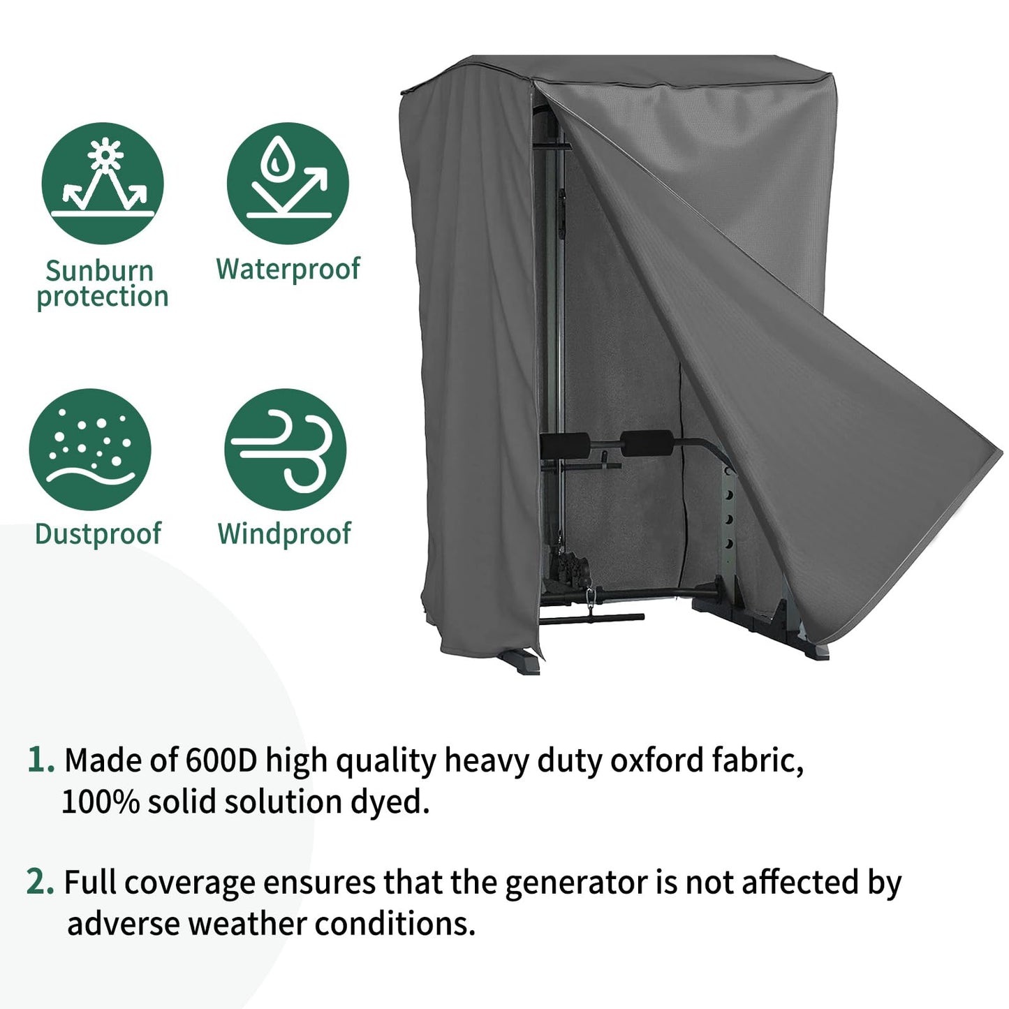 AKEfit Strength Training Cover, Waterproof & Dustproof Gym Rack Cover with Zipper,Fit for Indoor and Outdoor 69''Lx47''Wx84''H-Gray
