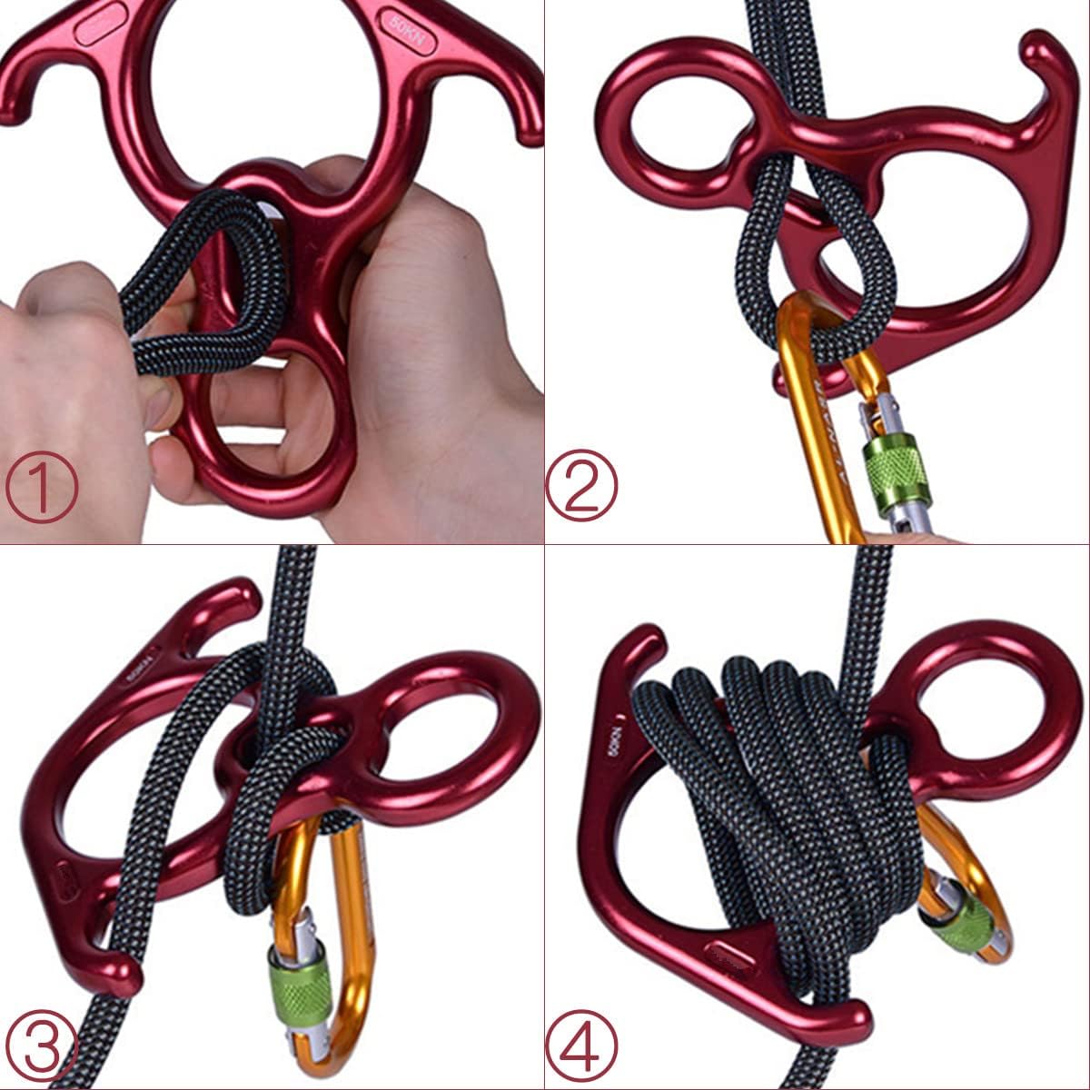 PROND Terminal 8 Descender, Rescue Figure 8 Descender with Lock Off Ears, 50KN Aluminum Alloy Bent-Ear Descender for Climbing Rescuing Or Escaping Descender, Climbing Belay & Rappel Equipment