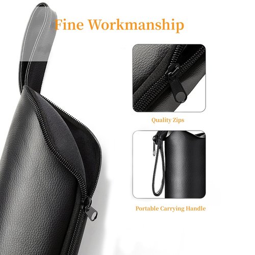 QRAGJBM Water Bottle Carrier Bag: Polyurethane Water Kettle Bag with Portable Zip,Small Water Boiler Cup Sleeve for Travel, Water Bottles Carring Case for Walking Traveling Business Trip, L11xW2.9Inch