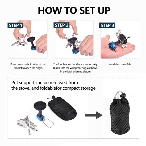 Widesea Camping Burner Stove 3300W Outdoor Gas Stove Small Backpacking Stoves Portable Bottletop Backpacking Stove Portable Tourist Survival Bushcraft Kitchen