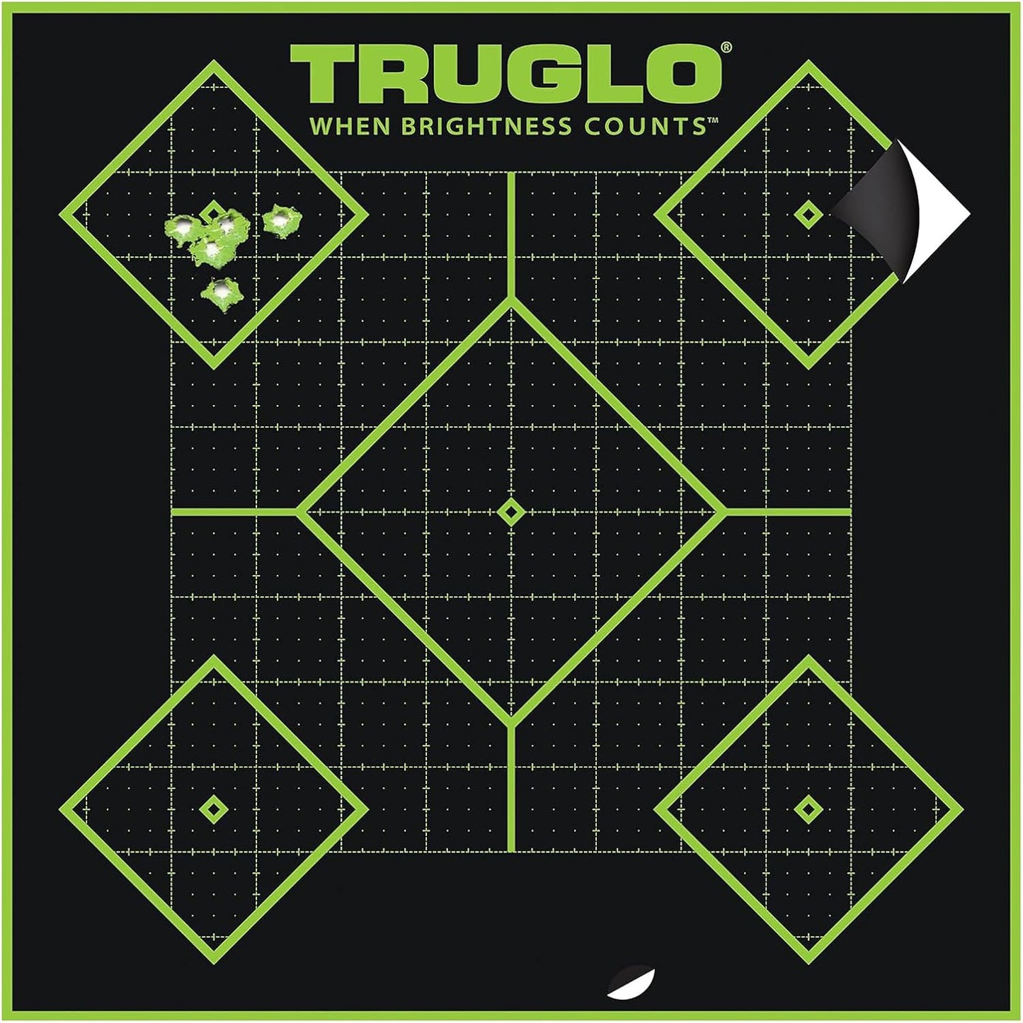 TRUGLO 12X12 Tru-See 5-Diamond Bright Fluorescent Self-Adhesive High-Visible Reactive Splatter Targets, Available in 6, 12, 25 or 50-Pack Options
