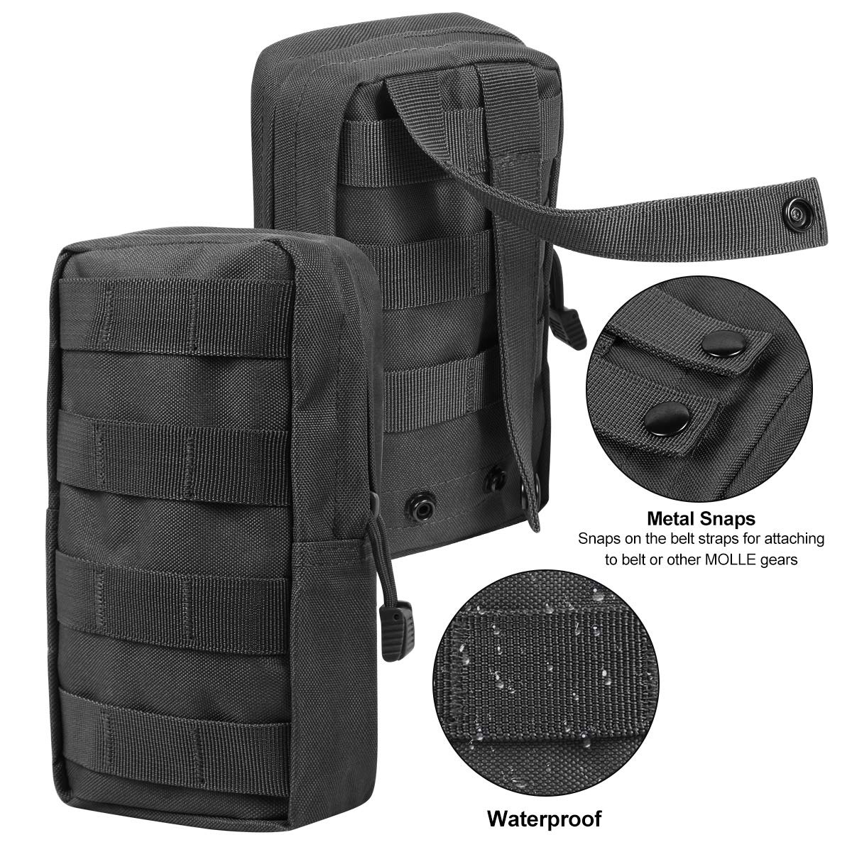 Gogoku 4-Pack Molle Pouch Long Tactical Molle Pouches Compact Utility EDC Waist Bag Pack Black