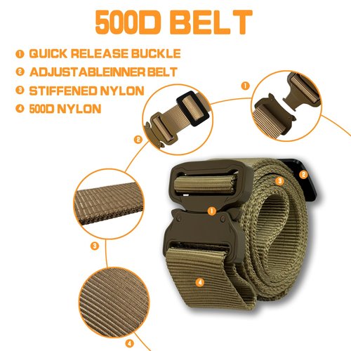 TWINFALCONS Tactical Battle Belt Modular Rigger's Belt Quick Release Buckle Molle Belt Patrol Belt Duty Belt Adjustable 1000D Nylon Belt (Coyote Brown)