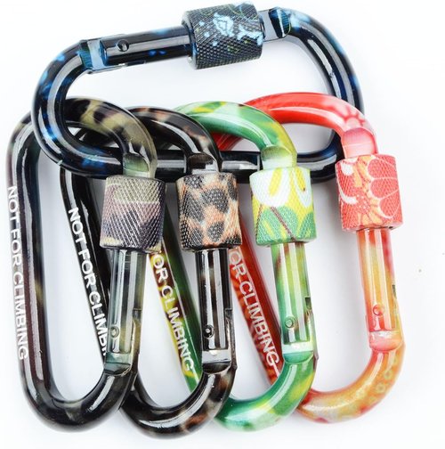 DYZD Gear Aluminum Alloy D Shape Buckles D Ring Keychains Screw Locking Spring Clip Hook Keyring Clip Hook-5 Colors